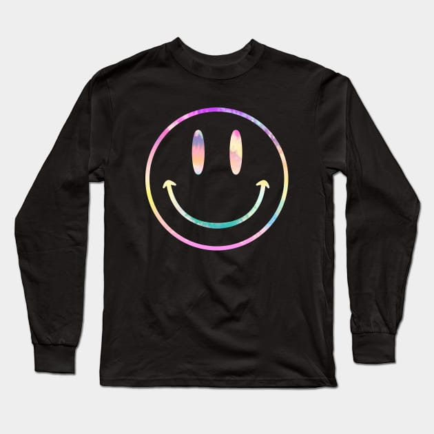 Retro Acid Man 90s Smiley Face Rave Shirt Tie Dye Long Sleeve T-Shirt by CultTees